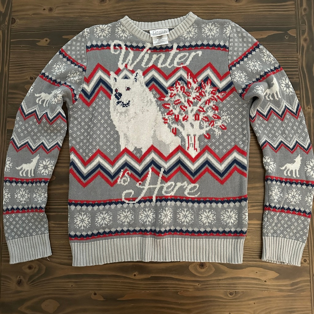 Men’s Game of Thrones Winter Is Here Direwolf Crewneck Sweater L